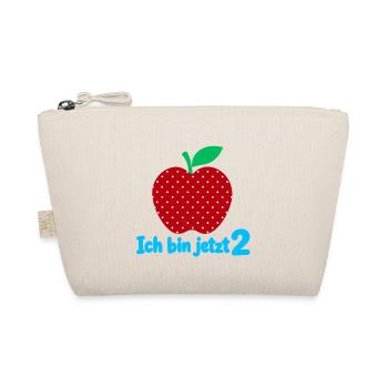 Ich bin jetzt 2 mit Apfelmotiv - Bio-Täschchen - Natur - Vorne