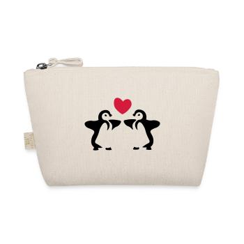 Penguin siblings / twins / gift idea - Organic Pouch - nature - Front