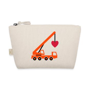 ★ Design colors can be changed ★ Mobile crane with a heart - Organic Pouch - nature - Front