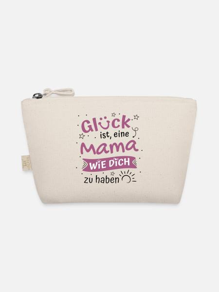 Glück Ist Eine Mama Wie Dich Zu Haben Mama Spruch - Bio-Täschchen - Natur - Vorne