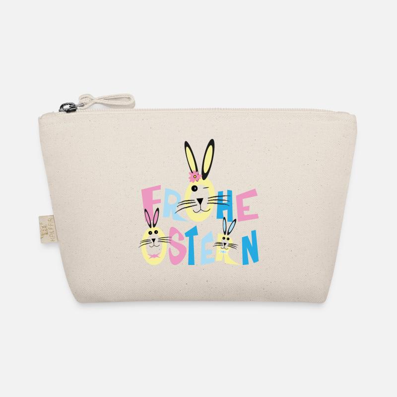Frohe Ostern mit Bunten Osterhasen. Bio-Täschchen