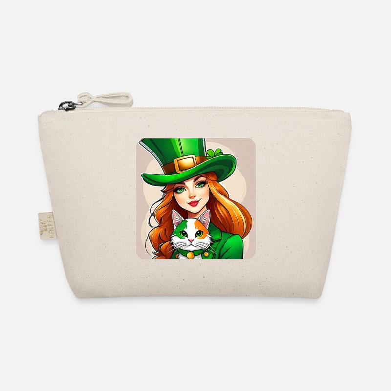 Saint Patrick's Day leprechaun with cat Organic Pouch