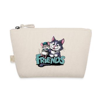 Friendship Cat and Mouse Friends Forever - Organic Pouch - nature - Front