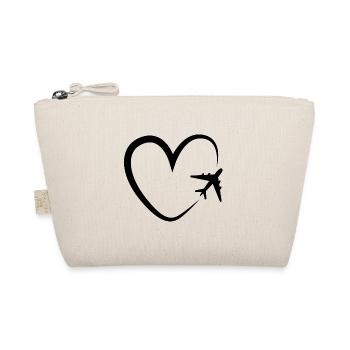 Love Heart Airplane Travel Gift - Organic Pouch - nature - Front