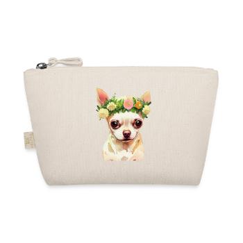 Chihuahua mit Blumenkrone - Bio-Täschchen - Natur - Vorne