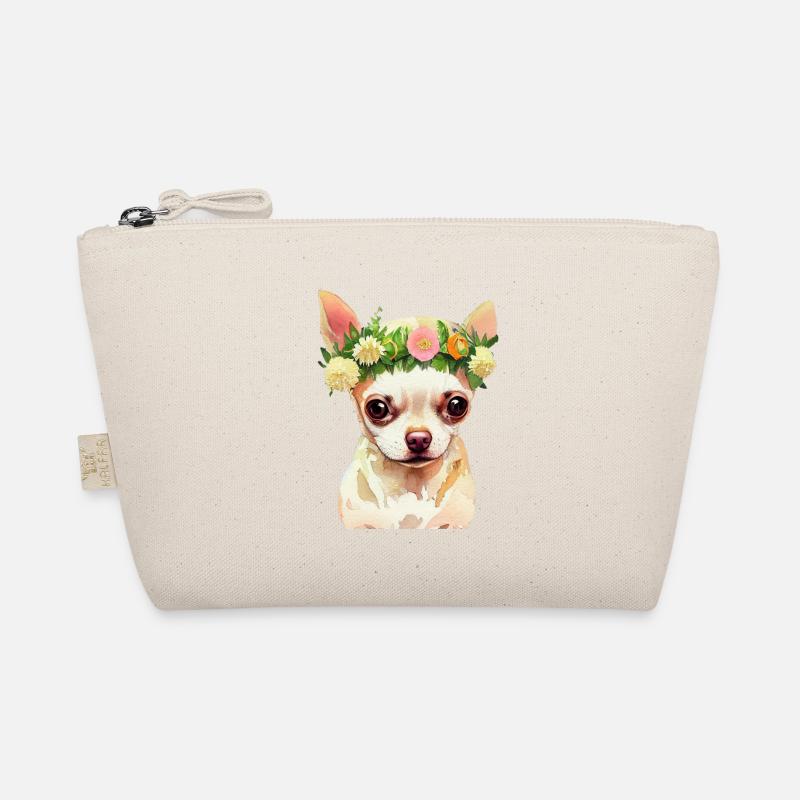 Chihuahua mit Blumenkrone - Bio-Täschchen - Natur