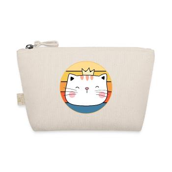 Drôle mignon Kawaii chat visage rétro coucher de soleil - Trousse biologique - nature - Devant