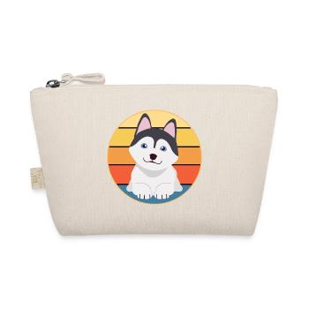 Funny Kawaii Cute Husky Dog Vintage Retro Sunset - Organic Pouch - nature - Front
