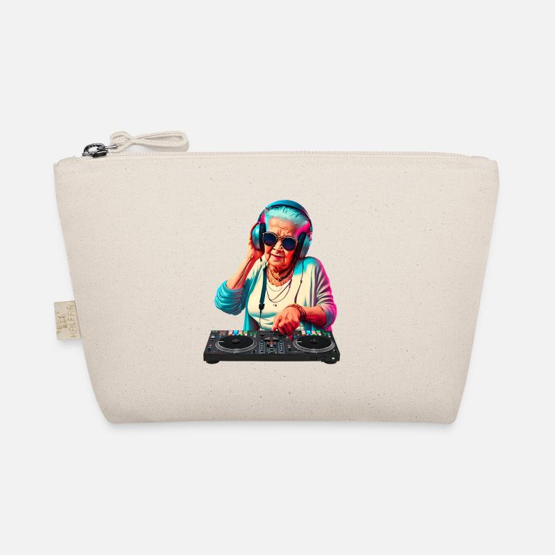DJ Oma Grandma Hipster mit Sonnenbrille Kopfhörer - Bio-Täschchen - Natur