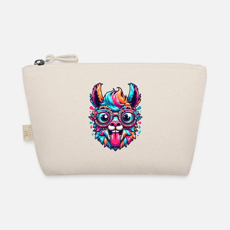 ALPACA NERD GLASSES CRAZY CRAZY COLORFUL RAINBOW Organic Pouch