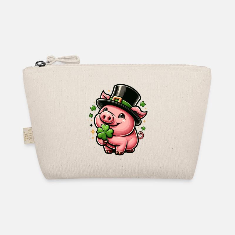 COCHON PORTE-BONHEUR TRÈFLE TRÈFLE CHAPEAU HAUT DE FORME CHANCE PROSPÉRITÉ Trousse biologique