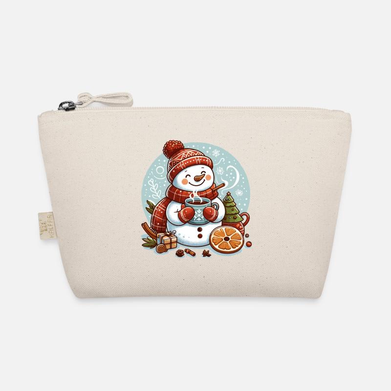 SCHNEEMANN KÄLTE GETRÄNK WÄRME KAFFEE TEE WINTER - Bio-Täschchen - Natur