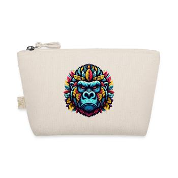 GORILLA, MONKEY, ANIMAL, COLORFUL, AUTUMN, LEAVES, SERIOUS, ANGRY - Organic Pouch - nature - Front