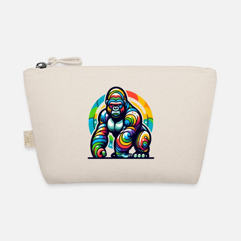 SITZENDER GORILLA AFFE TIER BUNT FARBEN KUNST RUND Bio-Täschchen