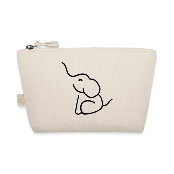 ELEPHANT TATTOO BABY TRUNK SITTING DRAWING LINE - Organic Pouch - nature - Front