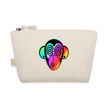 Schmooze Monkey classic design: RAINBOW MONKEYHEAD - Organic Pouch - nature - Front