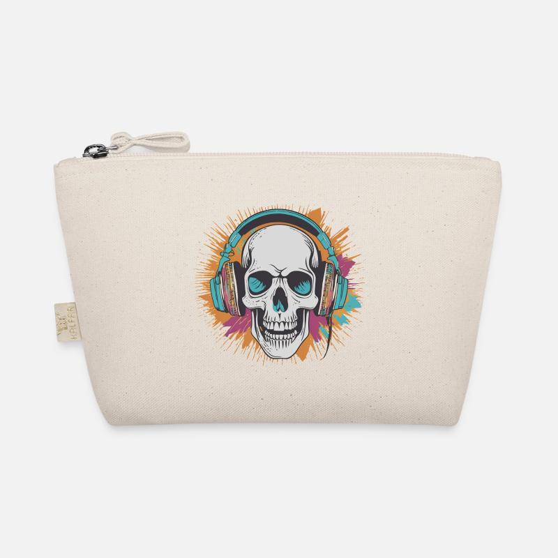 Totenkopf mit Kopfhörern Bio-Täschchen