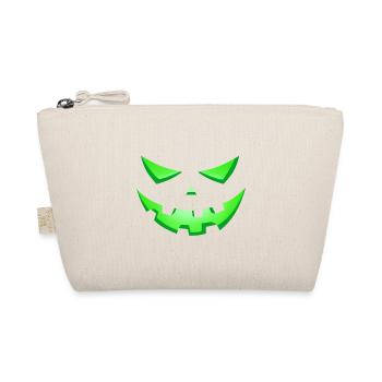 yeux vert monstre, visage effrayant halloween - Trousse biologique - nature - Devant