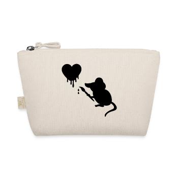 Artist Mouse with Brush Heart - Organic Pouch - nature - Front