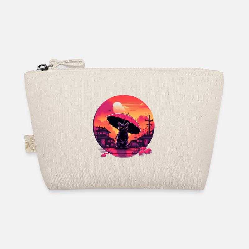 Synthwave japan Chat avec parapluie - Trousse biologique - nature