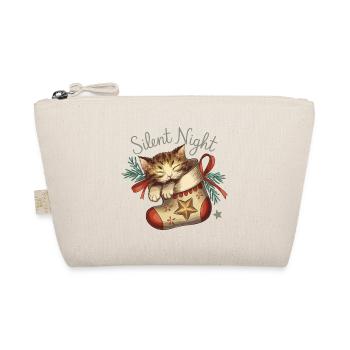 Silent Night – Kitten in Christmas Stocking - Organic Pouch - nature - Front