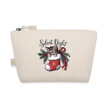 Silent Night – Kitten in Christmas Stocking - Organic Pouch - nature - Front