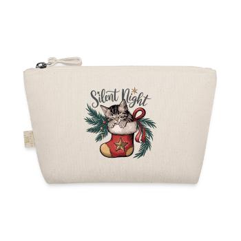 Silent Night – Kitten in Christmas Stocking - Organic Pouch - nature - Front