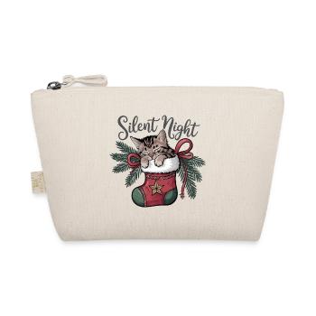 Silent Night – Kitten in Christmas Stocking - Organic Pouch - nature - Front