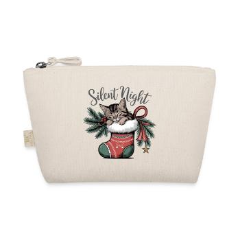 Silent Night – Kitten in Christmas Stocking - Organic Pouch - nature - Front
