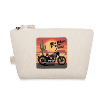 Miles Behind, Freedom Ahead – Biker Adventure - Organic Pouch - nature - Front
