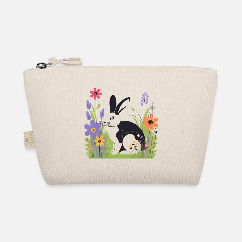 Hase auf der Wiese mit Blumen Bio-Täschchen