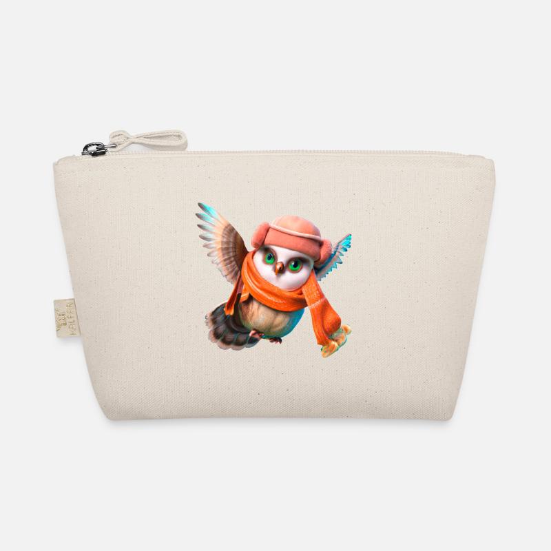 Flying owl with scarf and cap Organic Pouch