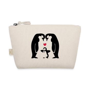 Geschenkidee Pinguinfamilie - Pinguine mit Baby - Bio-Täschchen - Natur - Vorne