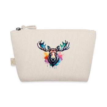 Moose Cool in the Forest, Colorful Design, Watercolor - Organic Pouch - nature - Front