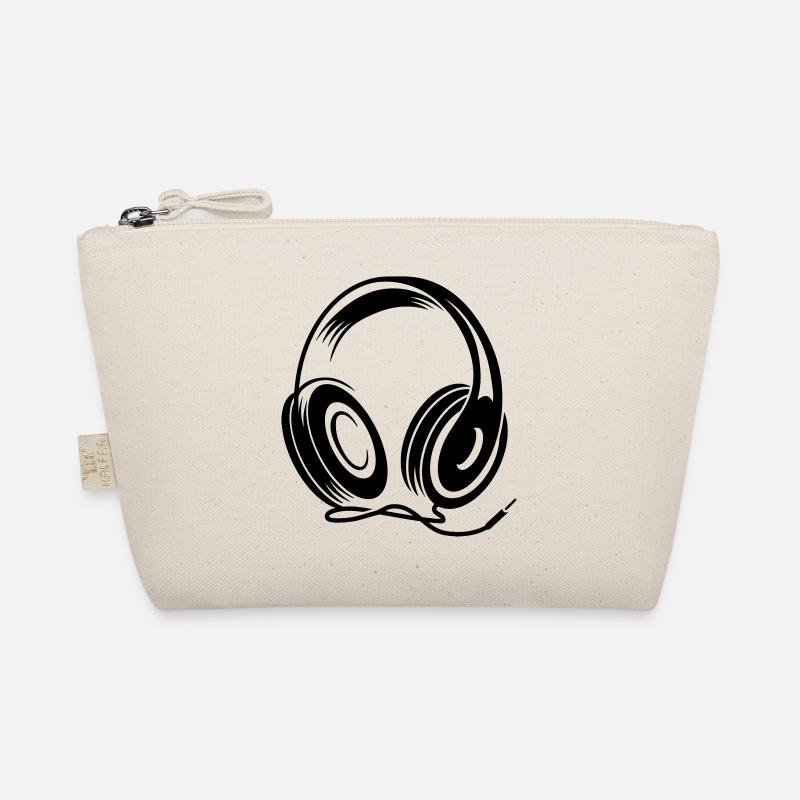 Kopfhörer mit Kabel im Stencil Stil Bio-Täschchen