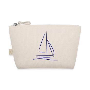 Segelboot Silhouette – Maritimes Design Blau - Bio-Täschchen - Natur - Vorne
