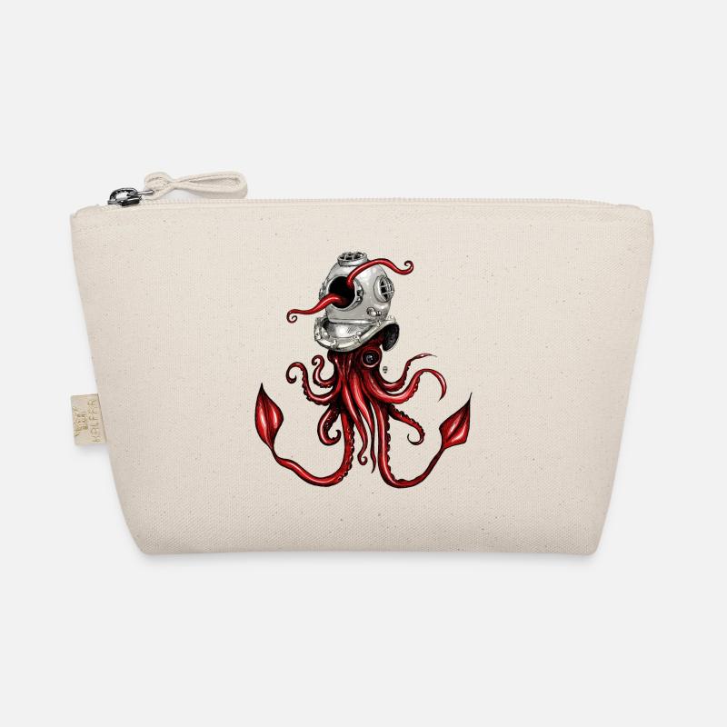 Squid with Diving Helmet Organic Pouch
