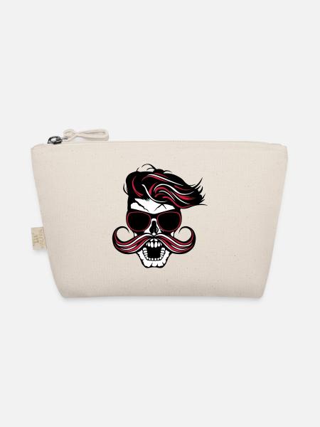 tete de mort hipster fantaisie punk coiffure moust - Organic Pouch - nature - Front