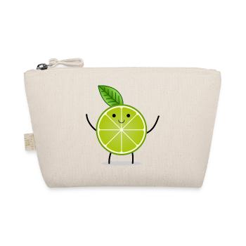 Limette mit gesicht und armen Kindermotiv Geschenk - Bio-Täschchen - Natur - Vorne