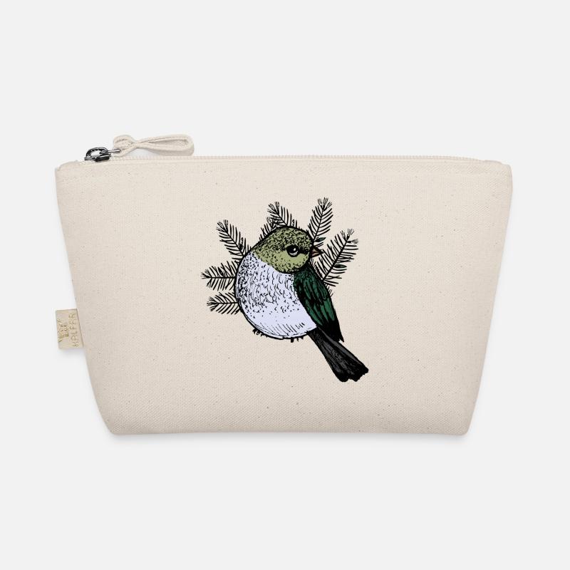 Bird Drawing with Fir Branches Organic Pouch