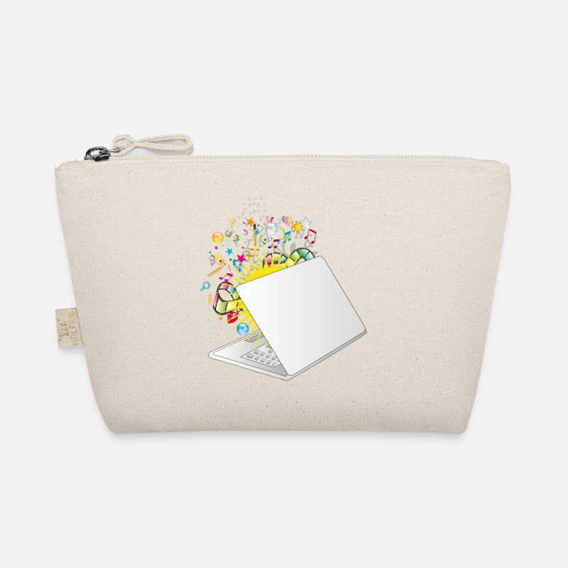 Un ordinateur portable à moitié ouvert avec beaucoup de symboles Trousse biologique