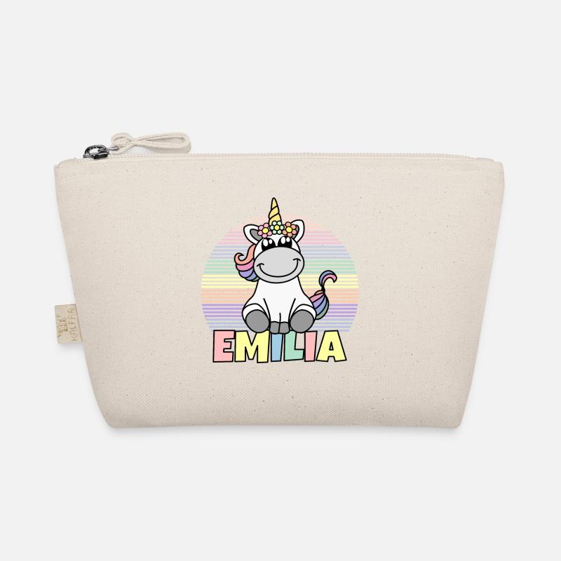 Emilia Name Cute Unicorn Rainbow First Name Organic Pouch