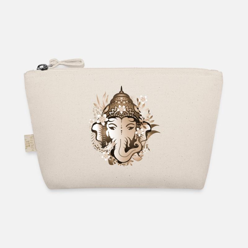 Elefanten Gott Ganesha mit Blüten mit Sepia-Effekt Bio-Täschchen