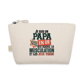 Papa Père Musculation Jeux Vidéos Cadeau Humour - Trousse biologique - nature - Devant