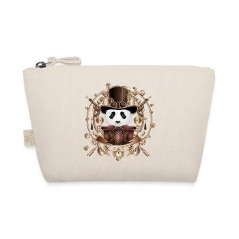 Steampunk Panda with cylinder hat in sepia frame - Organic Pouch - nature - Front