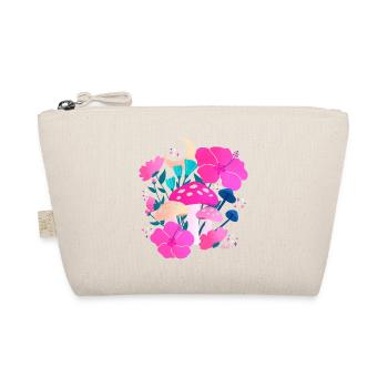 Mushrooms and Hibiscus Dreams Pink - Organic Pouch - nature - Front