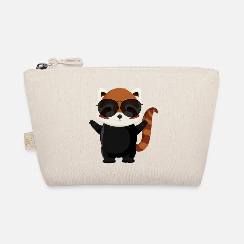 witziger kleiner roter Panda Bär mit Sonnenbrille Bio-Täschchen