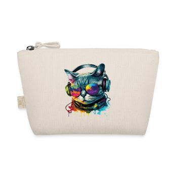 Katze Sonnenbrille Kopfhörer Splash Bunt Tier - Bio-Täschchen - Natur - Vorne