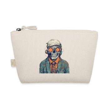 Cool skeleton portrait with sunglasses, cap - Organic Pouch - nature - Front