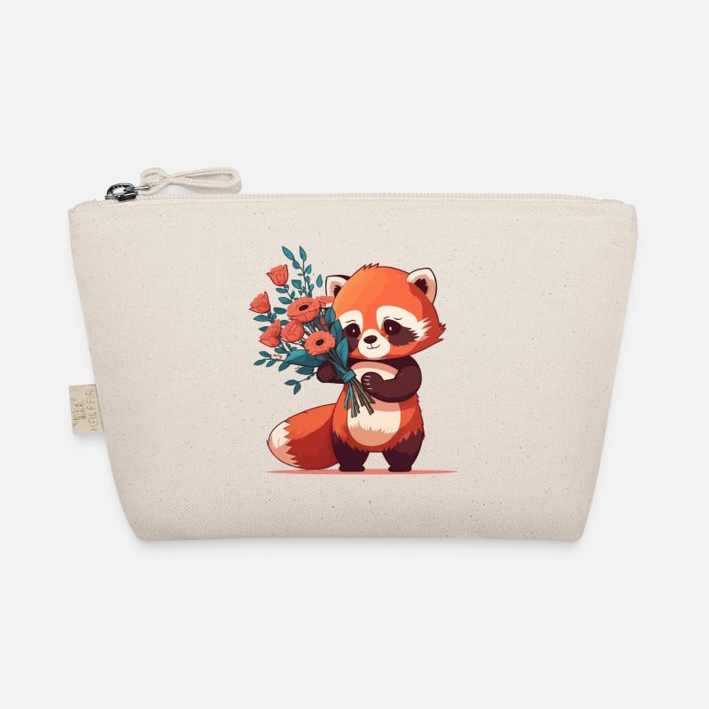 roter Panda mit Blumen - Bio-Täschchen - Natur
